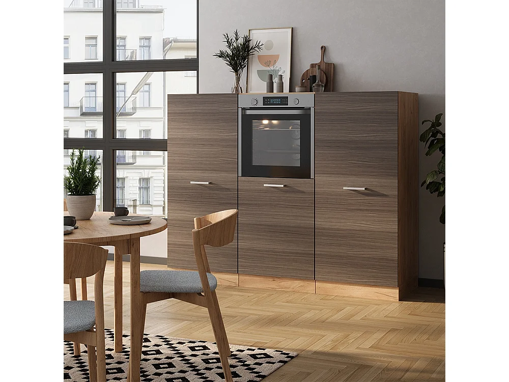 Bloc cuisine gris noble/chêne doré 180x46x81.6 r-line