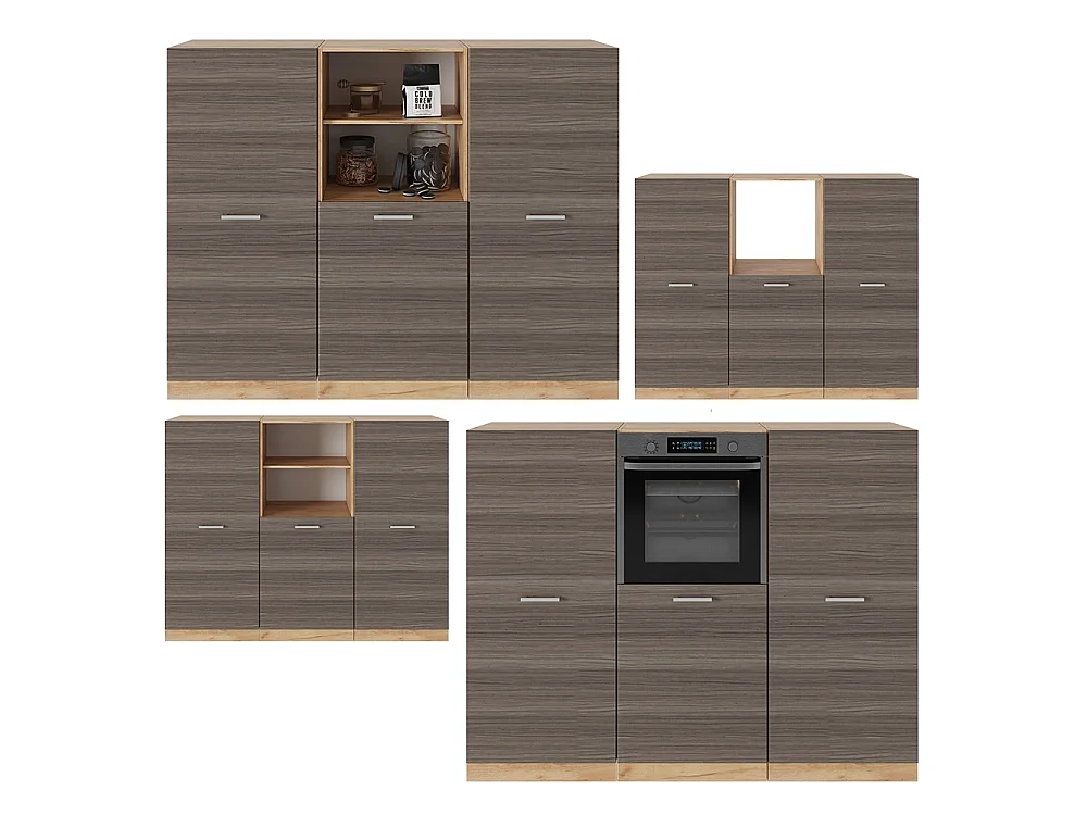 Bloc cuisine gris noble/chêne doré 180x46x81.6 r-line