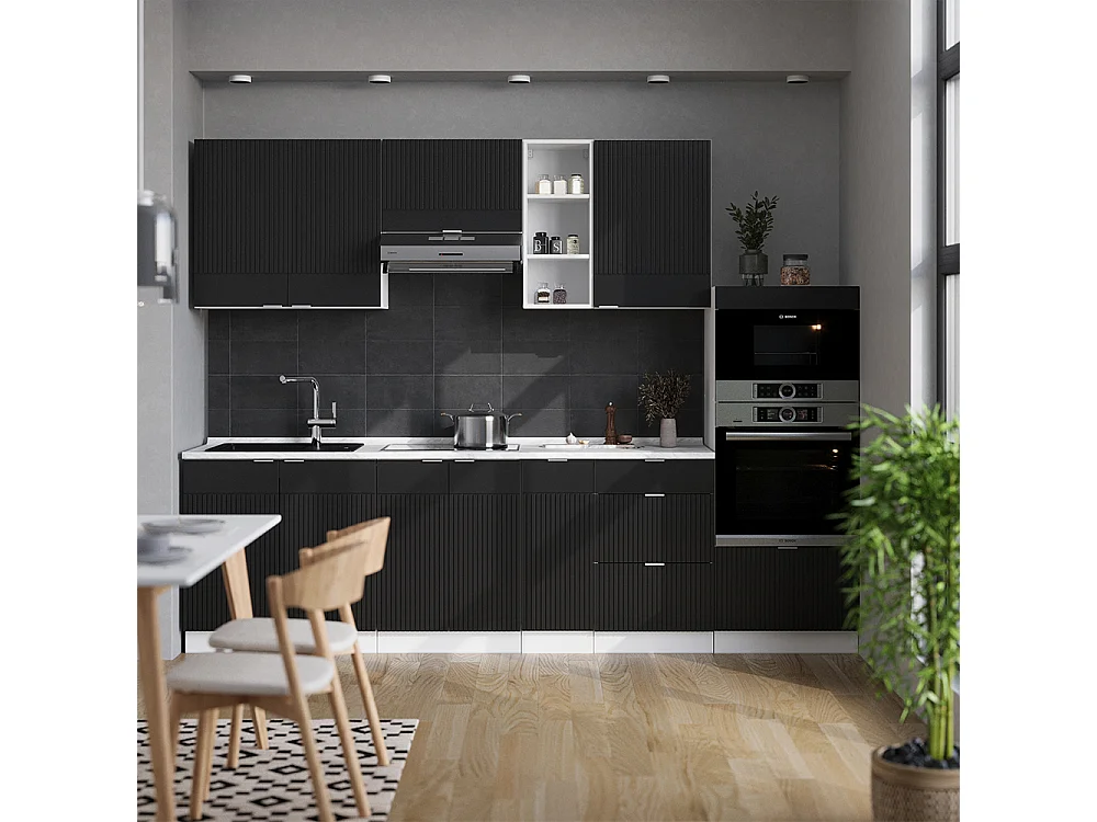 Cuisine noir rayé/blanc 280x60x81.6 fame-line