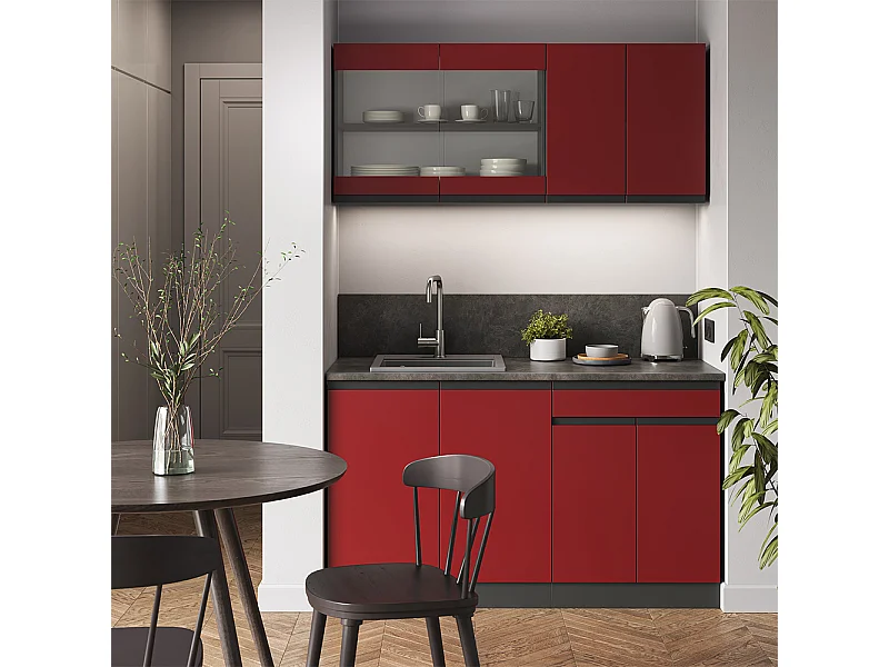 Cocina para solteros rojo/antracita 140x46x81.6 r-line