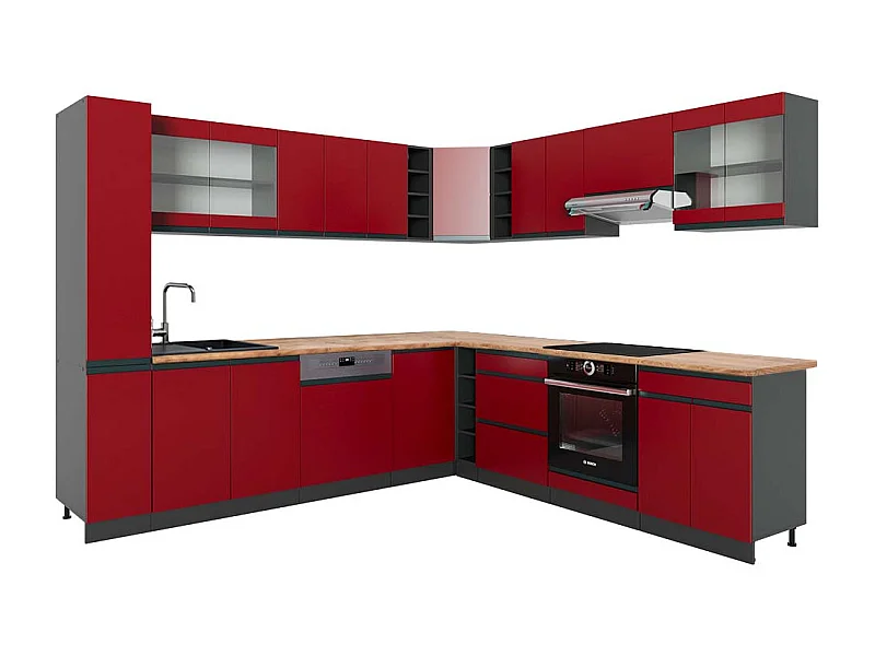 Cuisine en angle rouge/anthracite 277x60x81.6 r-line