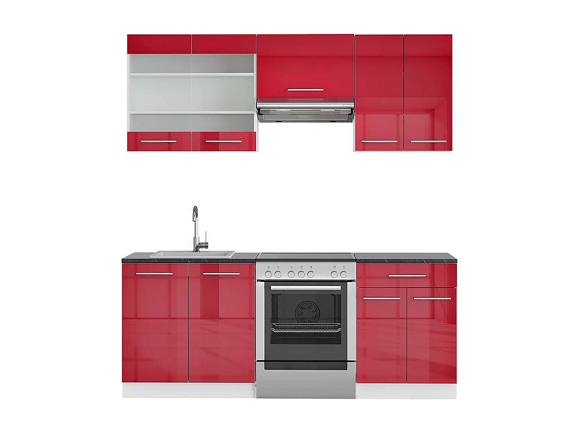 Cucina componibile bordeaux lucido/bianco 200x60x81.6 fame-line