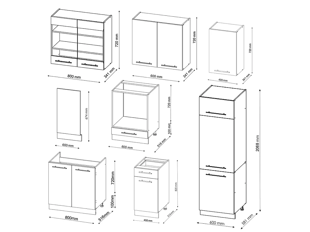 Cucina componibile antracite country house/oro kraft oak 300x60x81.6 fame-line