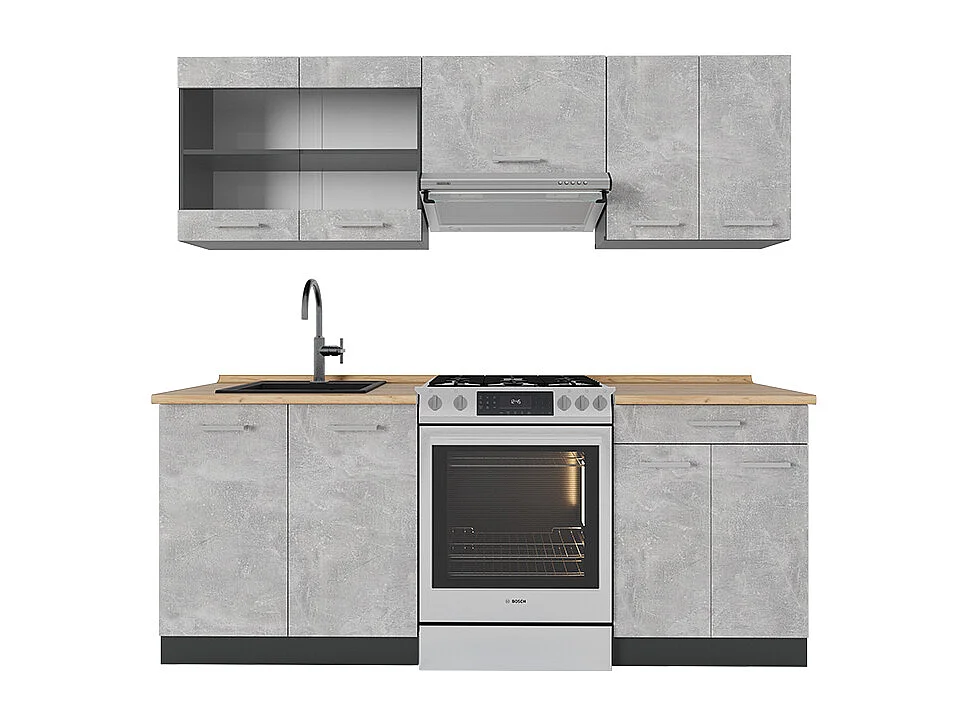 Cuisine béton/anthracite 200x46x81.6 r-line