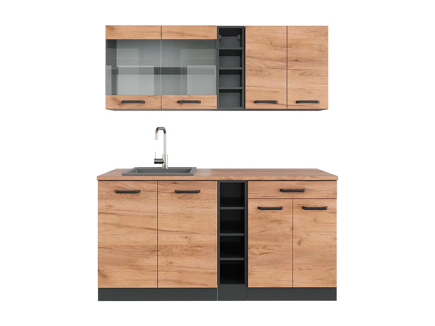 Cucina completa quercia dorata/antracite 160x60x81.6 r-line