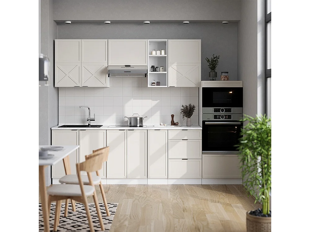 Mueble de cocina gris/beige/blanco 280x60x81.6 fame-line