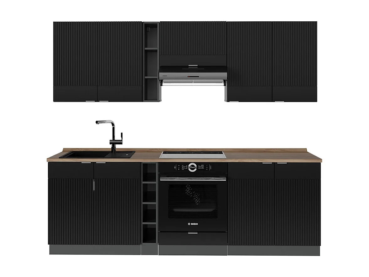 Cuisine noir rayé/anthracite 235x60x81.6 fame-line