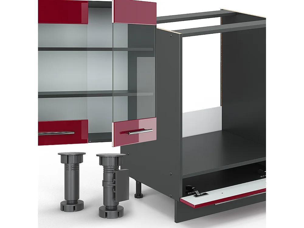 Cuisine bordeaux haute brillance/anthracite 355x46x81.6 fame-line