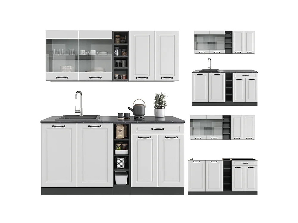 Cocina versátil casa de campo blanca/antracita 160x60x81.6 r-line