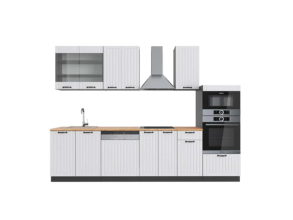 Køkkenrække hvidt landhus/antracit 300x60x81.6 fame-line