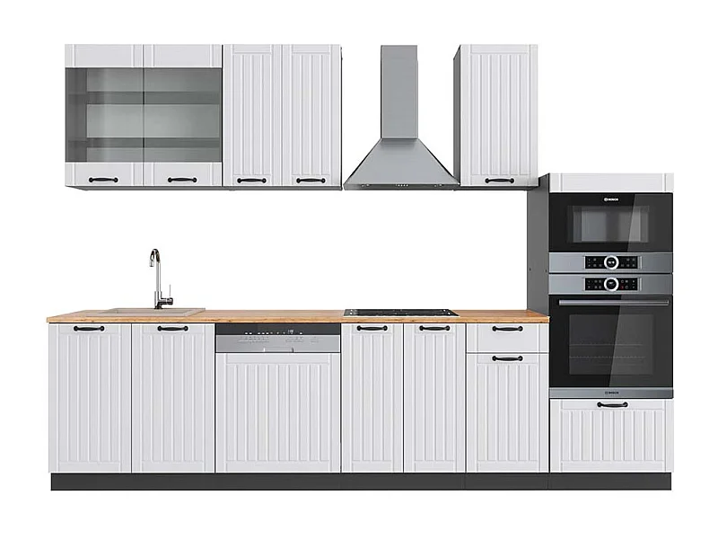 Complete keukeneenheid landhuis wit/antraciet 300x60x81.6 fame-line