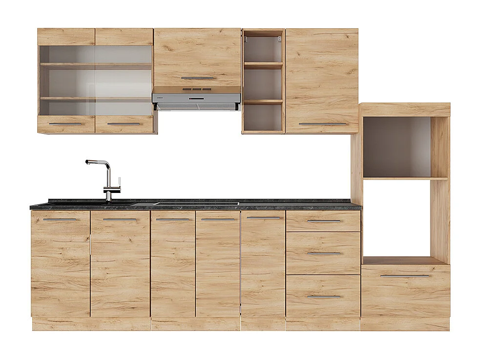 Mueble de cocina roble dorado 280x60x81.6 fame-line