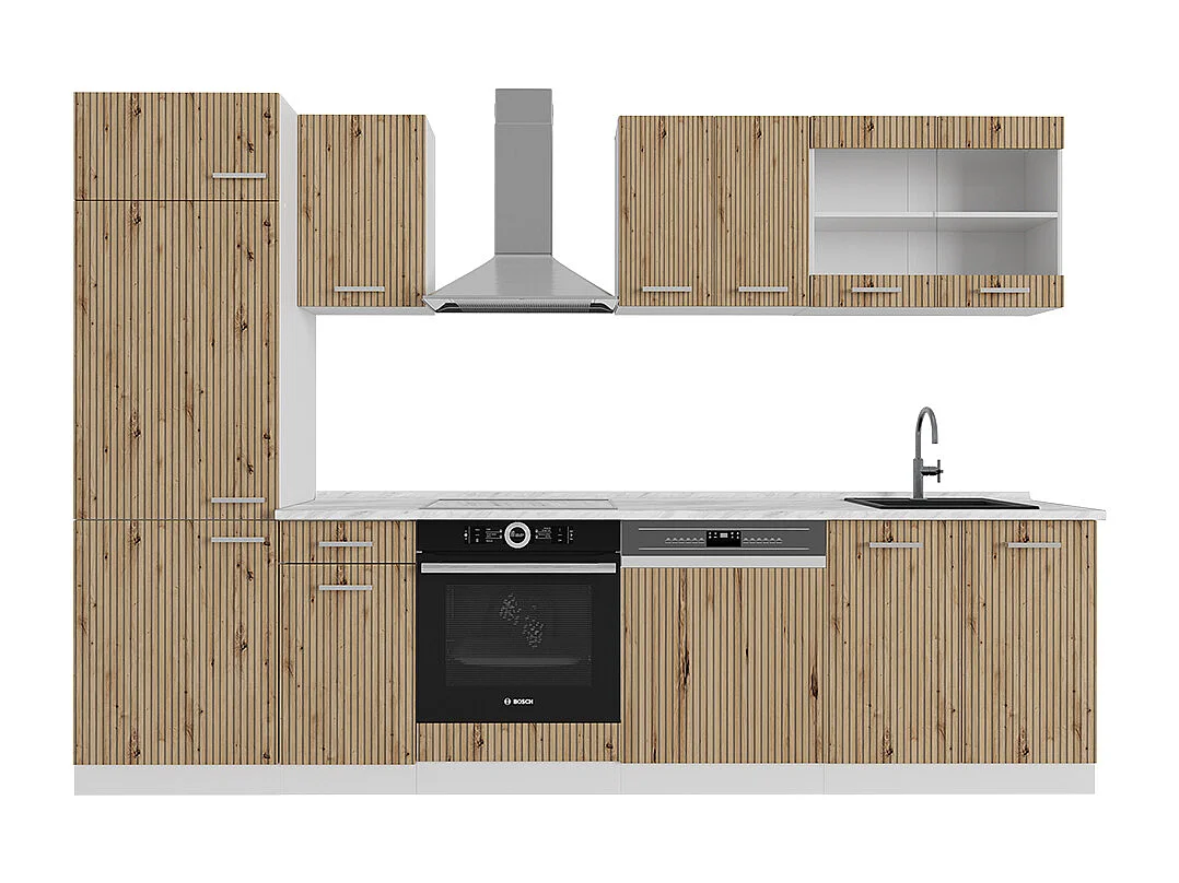Cuisine artisan chêne/blanc 300x60x81.6 r-line