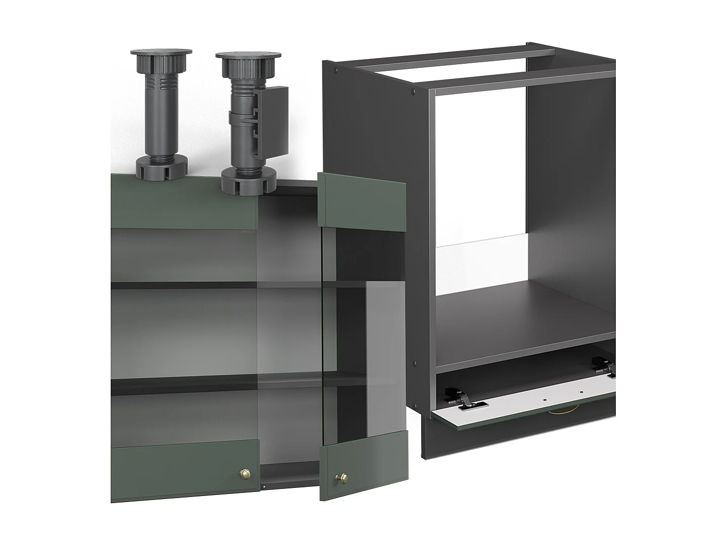 Cucina angolare completa verde-oro country house/antracite 190x46x81.6 fame-line