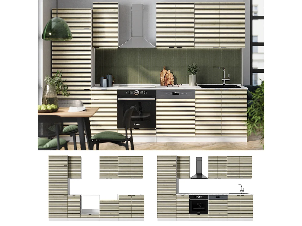 Mueble de cocina panel roble/blanco 300x46x81.6 fame-line