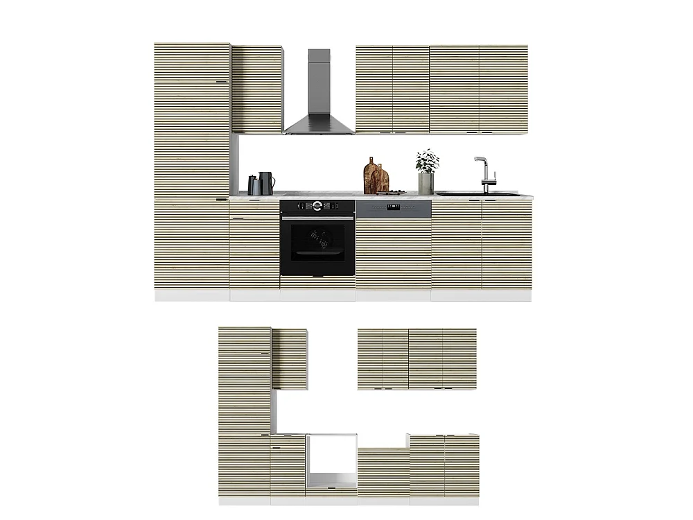 Mueble de cocina panel roble/blanco 300x46x81.6 fame-line