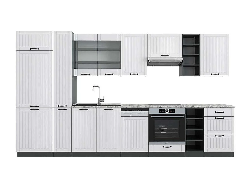 Mueble de cocina casa de campo blanca/antracita 355x60x81.6 fame-line