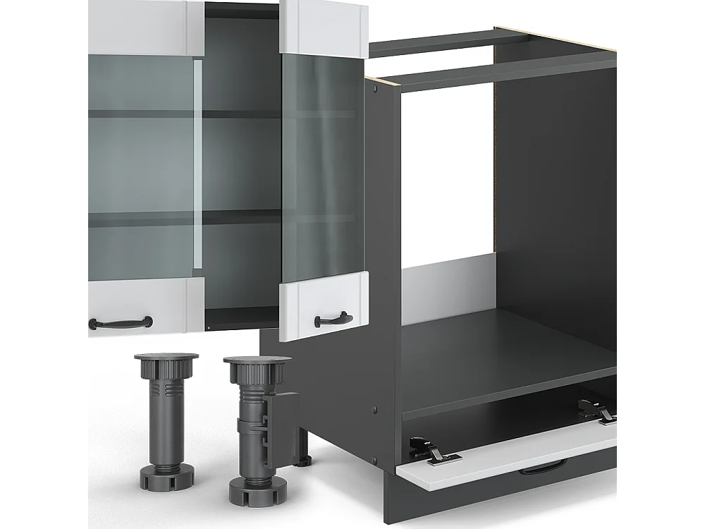 Mueble de cocina casa de campo blanca/antracita 355x60x81.6 fame-line