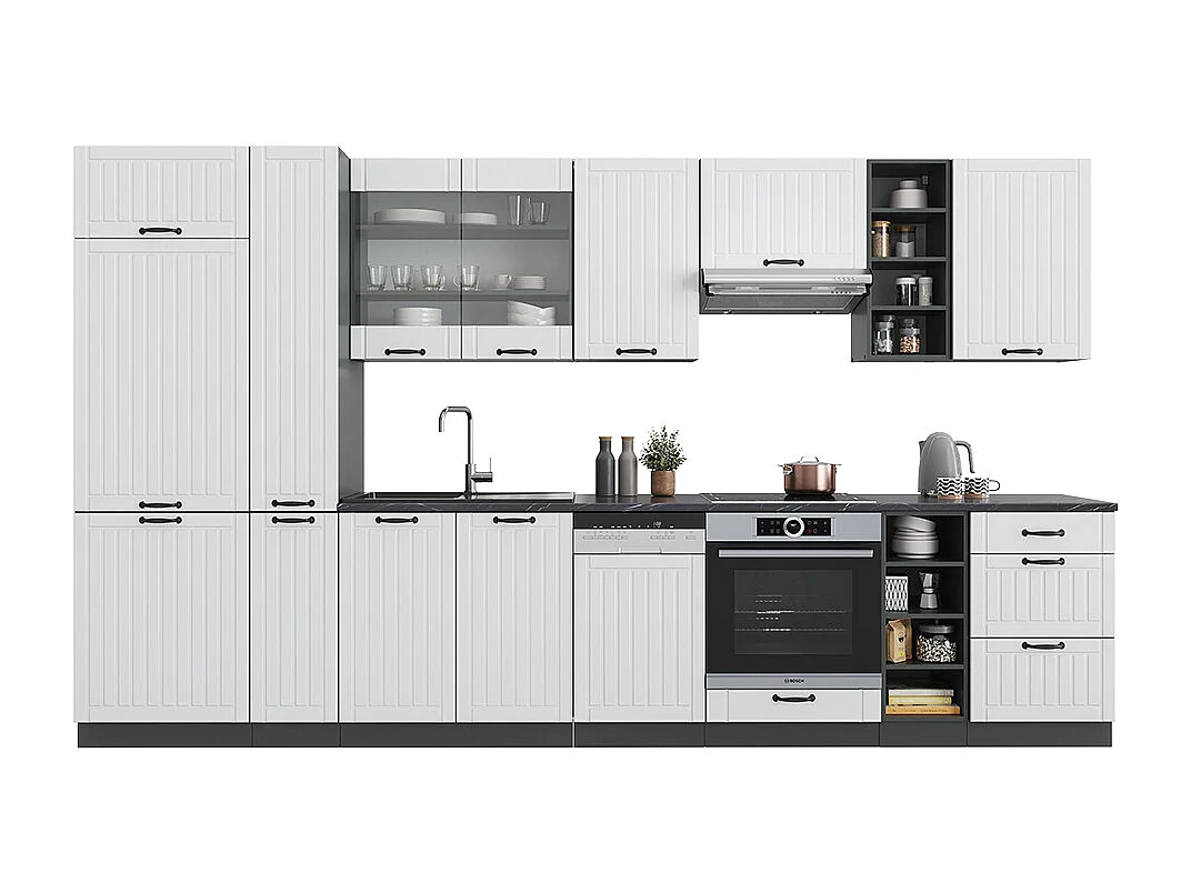 Mueble de cocina casa de campo blanca/antracita 355x60x81.6 fame-line