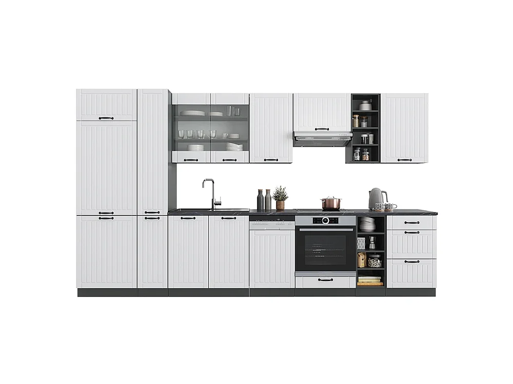 Cuisine blanc cottage/anthracite 355x60x81.6 fame-line