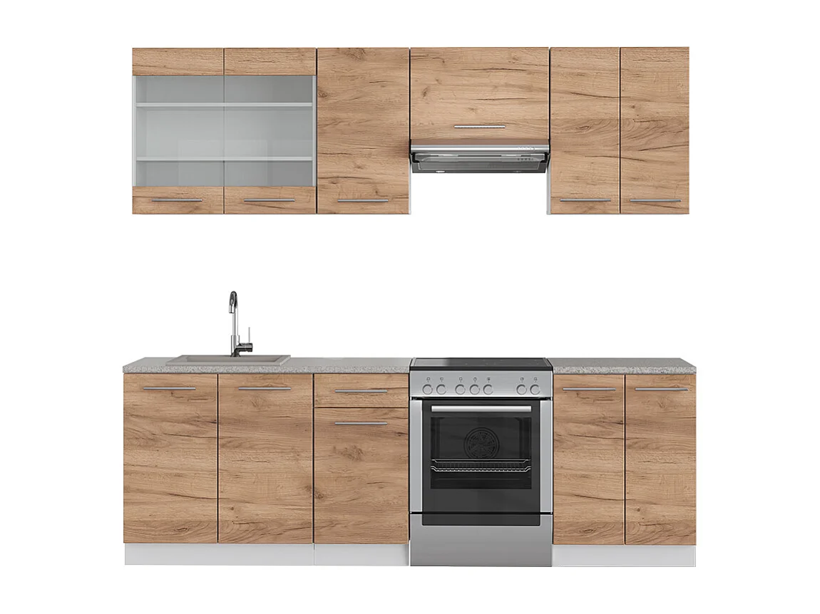 Küchenzeile goldkraft eiche/weiß 240x46x81.6 fame-line