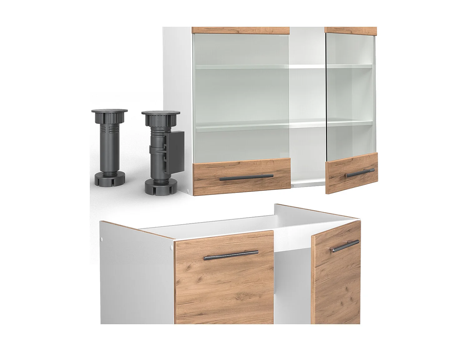 Küchenzeile goldkraft eiche/weiß 240x46x81.6 fame-line