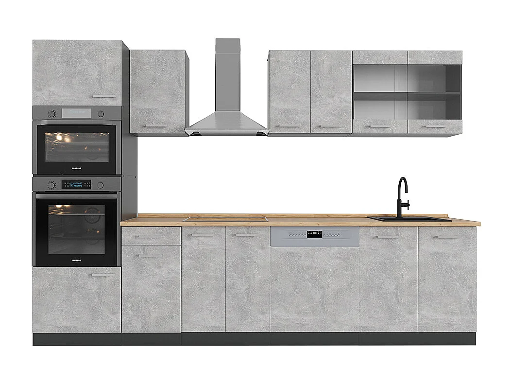 Mueble de cocina hormigón/antracita 300x60x81.6 r-line