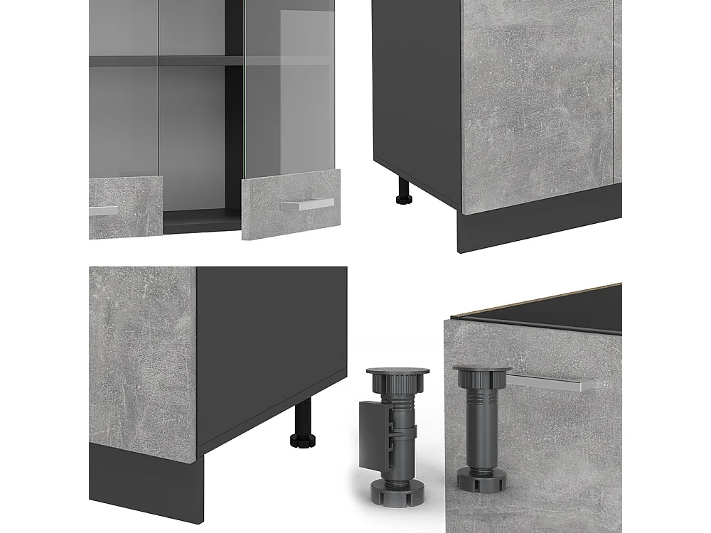 Mueble de cocina hormigón/antracita 300x60x81.6 r-line