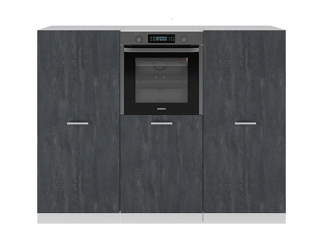 Küchenblock schwarz beton/weiß 180x46x81.6 r-line