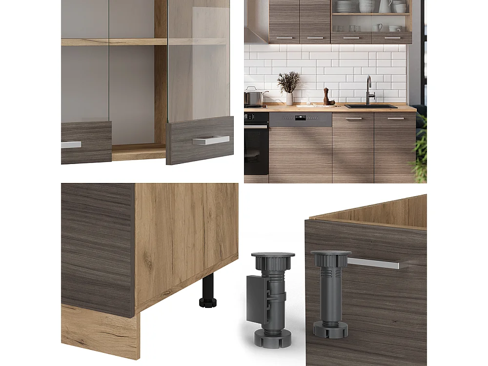 Køkkenrække ædelgrå/gylden eg 300x60x81.6 r-line