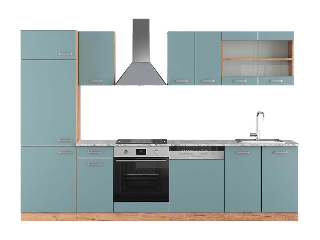 Mueble de cocina roble azul-gris-dorado 300x60x81.6 r-line