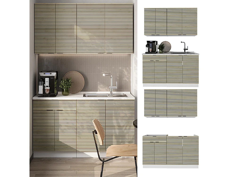 Cocina para solteros panel roble/blanco 140x46x81.6 fame-line