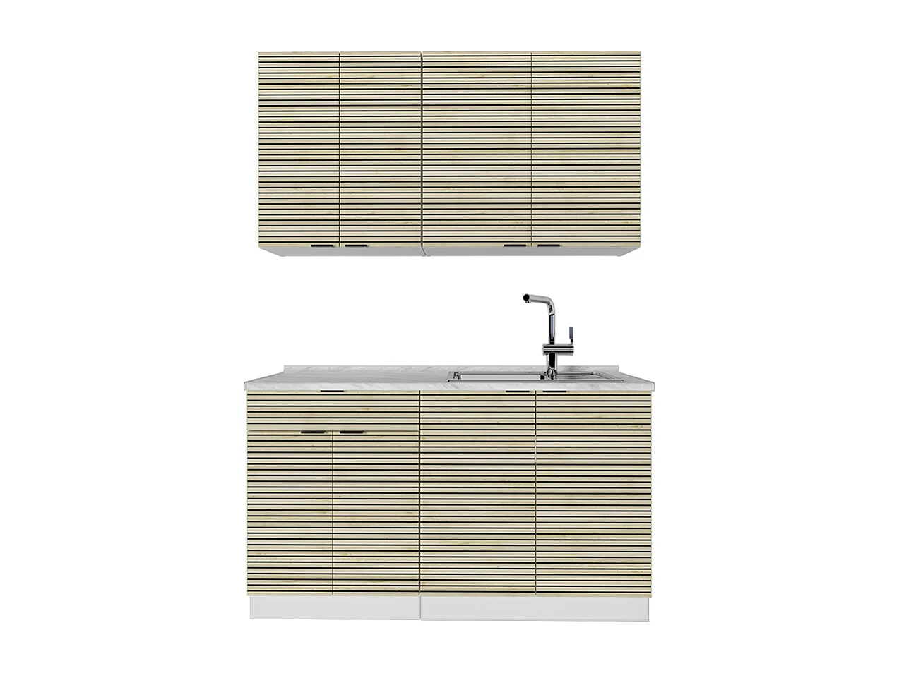 Singleküche eiche paneel/weiß 140x46x81.6 fame-line