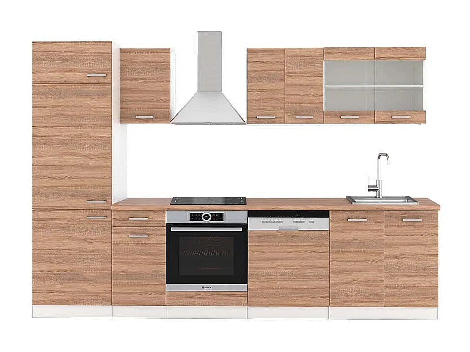 Küchenzeile sonoma/weiß 300x60x81.6 r-line