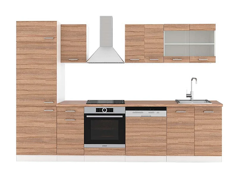 Küchenzeile sonoma/weiß 300x60x81.6 r-line