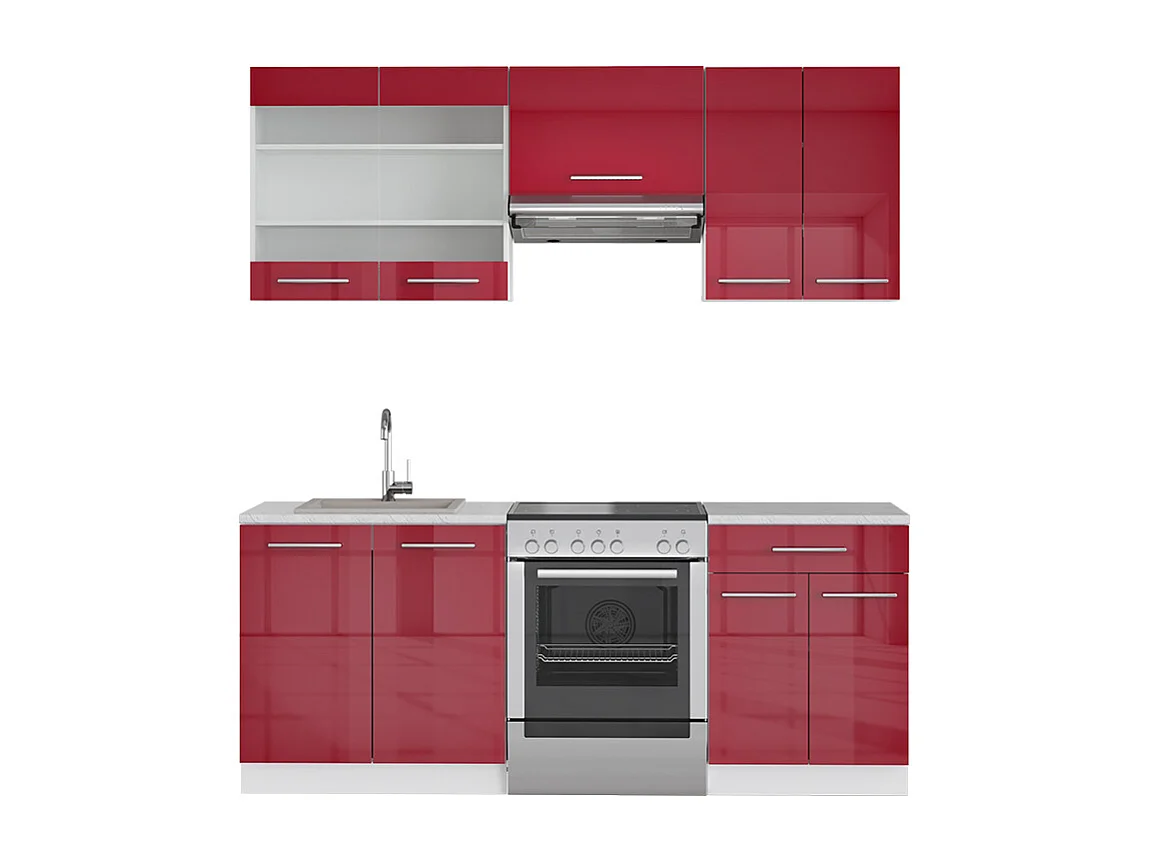 Cuisine bordeaux haute brillance/blanc 200x60x81.6 fame-line