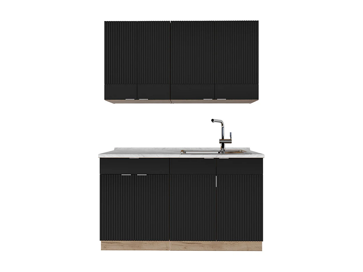 Cuisine noir rayé/chêne doré 140x60x81.6 fame-line