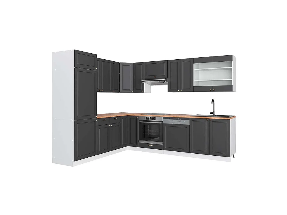 Cuisine en angle anthracite-or/blanc 287x60x81.6 fame-line