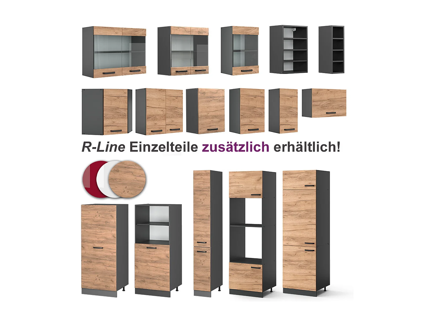 Hoekkeuken eik goud/antraciet 270x60x81.6 rick