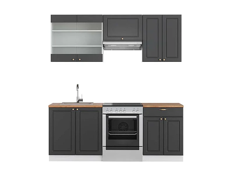 Mueble de cocina antracita-oro/blanco 200x60x81.6 fame-line