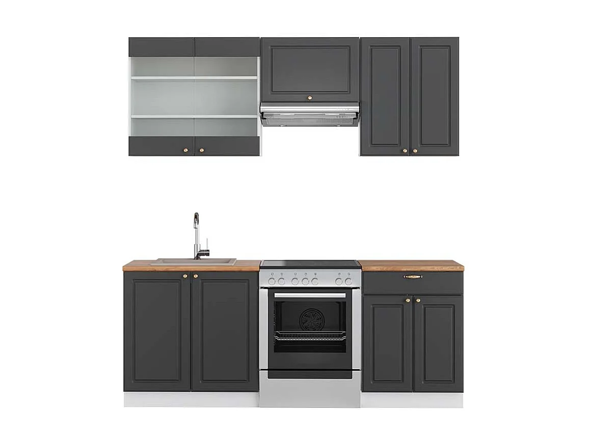 Mueble de cocina antracita-oro/blanco 200x60x81.6 fame-line