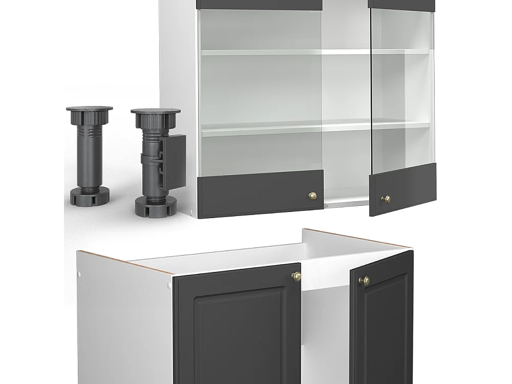 Cuisine anthracite-or/blanc 200x60x81.6 fame-line