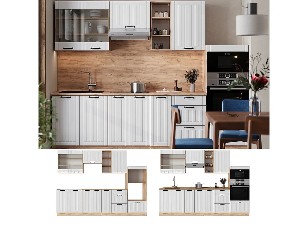 Cucina componibile Bianco rustico 280x60x81.6 fame-line