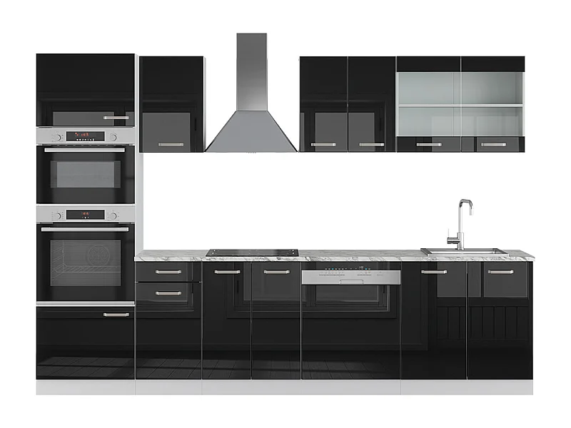 Cuisine noir haute brillance 300x60x81.6 r-line