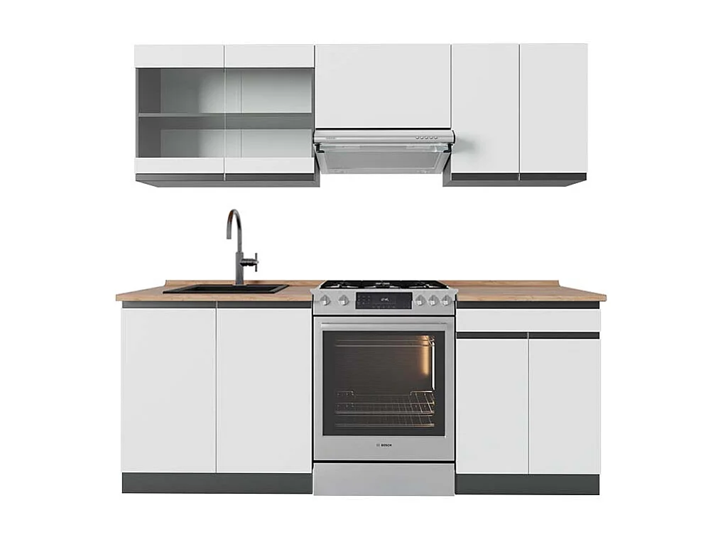 Cuisine blanc/anthracite 200x60x81.6 r-line