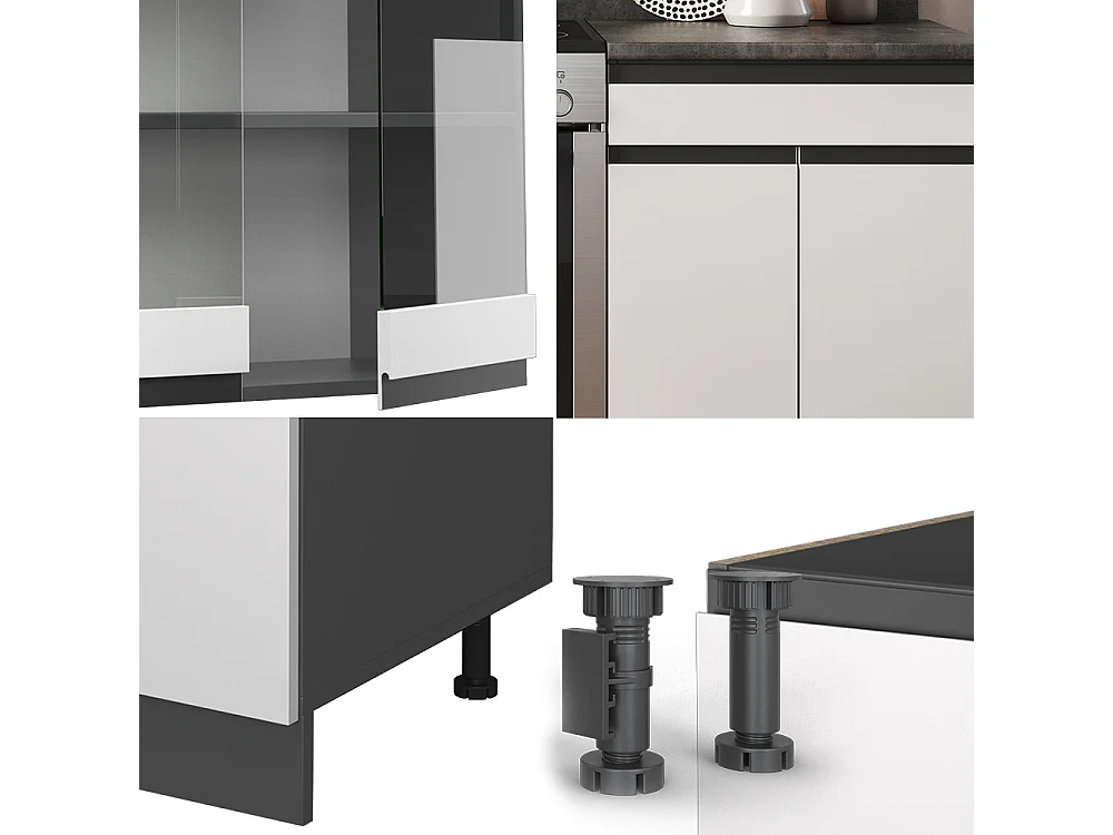 Cuisine blanc/anthracite 200x60x81.6 r-line