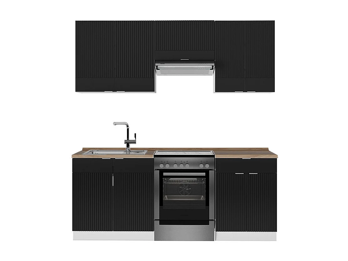 Cuisine noir rayé/blanc 200x60x81.6 fame-line