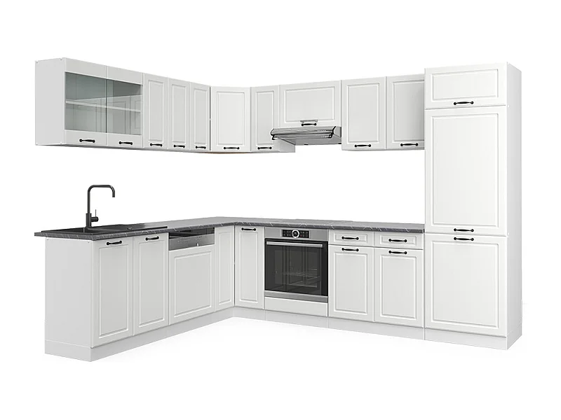 Cuisine en angle blanc campagne/blanc 287x60x81.6 r-line