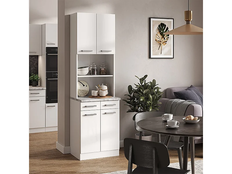 Bloc cuisine blanc haute brillance 60x60x81.6 r-line