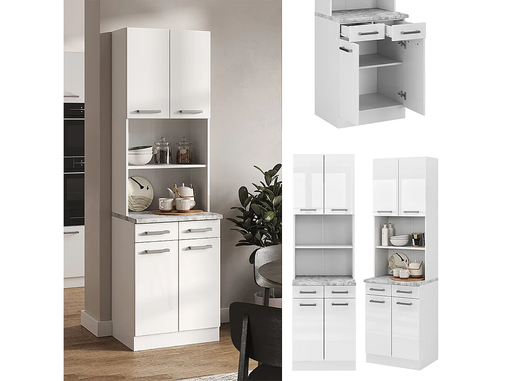 Bloco de cozinha branco alto brilho 60x60x81.6 r-line